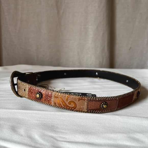 Vintage Nanni Milano Patchwork Leather Belt Size 75/30 NWT Italy - Picture 3 of 9